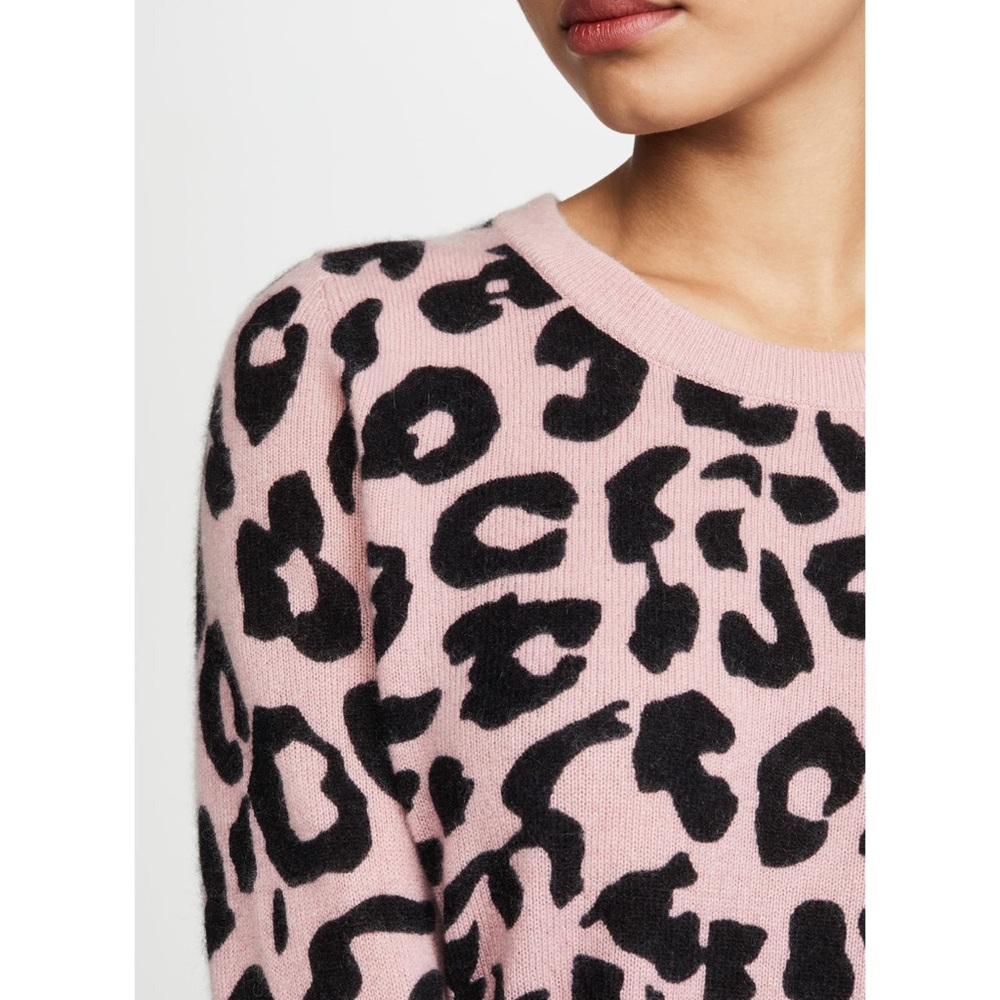 NWT White + Warren Cashmere Sweater Leopard - Picture 8 of 16